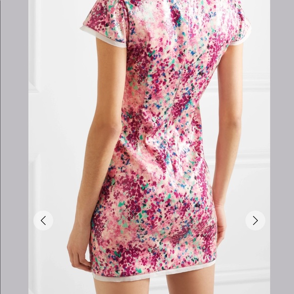 RACHEL ZOE “Lili” Pink Sequin Chiffon-trimmed Crepe Mini Dress - Picture 2 of 12